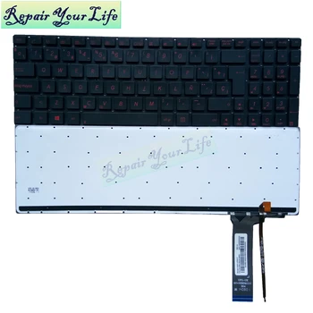 Испанска клавиатура ES за лаптоп Asus G56 G56JK G56JR N56 N56VV N56VZ N76VB N76VJ N76VM N76VZ Spain SP с подсветка червена клавиши