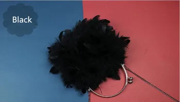 Истински кожа Мис чанта за дами, дамски чанти за рамо истински щраус перо чанта луксозна чанта женски черен червен сив B11