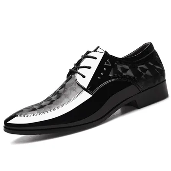 Италиански Черен Танцови Обувки Мъжки Мокасини Сватбена Рокля, Обувки Мъжете Лачена Кожа Оксфорд Обувки За Мъже Chaussures Hommes En Cuir
