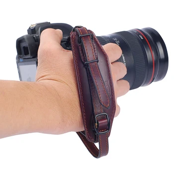 Каишка за ръка от естествена кожа с каишка DSLR Camera Grip наручный каишка за ръка с Быстроразъемной табела за Canon, Nikon, Pentax и Sony.