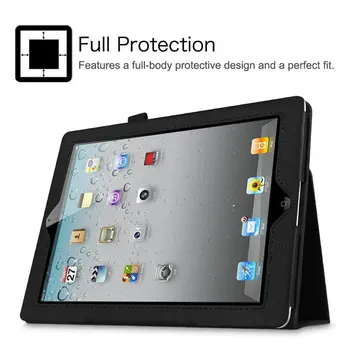 Калъф Калъф за iPad 2 3 4 Flip Folio ПУ Leather за iPad 2 с Retina дисплей на ipad 4 ipad3 Stand Молив Holder Cases auto sleep