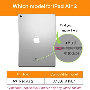 Калъфи за iPad Air 2 360 градуса въртящ ПУ кожен флип калъф за iPad Air 2 магнитни Auto Wake Up / Sleep Smart Cover A1566