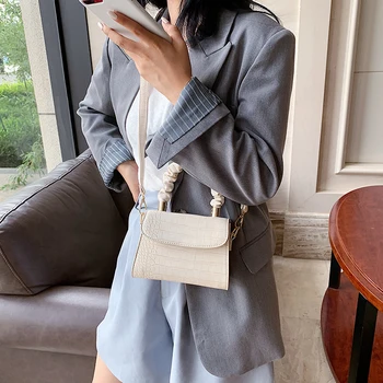 Каменен модел прости мини изкуствени кожени чанти през рамо за жени 2020 летни обикновена рамо дамски чанти и портмонета чанта тоут