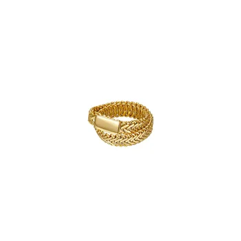 Канап тъкани змия верига двоен слой от 14 К злато покритие показалеца пръстен за Дамата мода хладен женски златни аксесоари змия пръстен