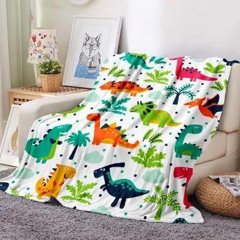 Карикатура динозавър хвърли едно одеяло мек Фланелен одеяла за стол за пътуване къмпинг децата на възрастни легло, диван, покриване на Зимния сън одеяло