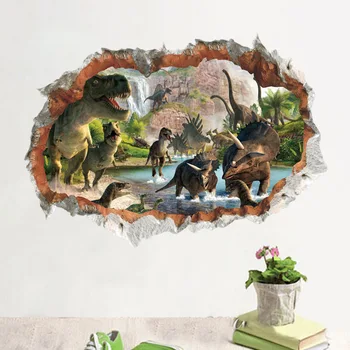 Карикатура подвижна Джурасик на животните 3D Дино стикер картина за детска стая детски стикери на динозаврите 50X70CM gld2