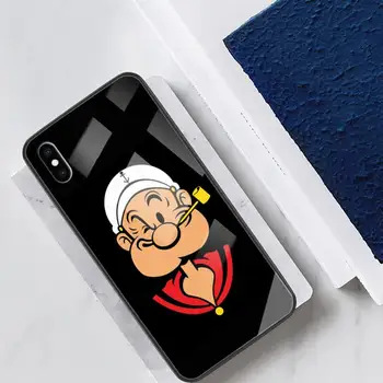 Карикатура Попай смешно стъклен калъф за телефон Fundas на Корпуса за IPhone 12 11 Pro Max Cases XR XS 7 8 Плюс аксесоари за капак Carcasa
