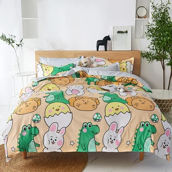 Карикатура сладък пухени набор от полиестер AB страна детски легла единична двойна Queen King 220x240 спално бельо котка чаршаф