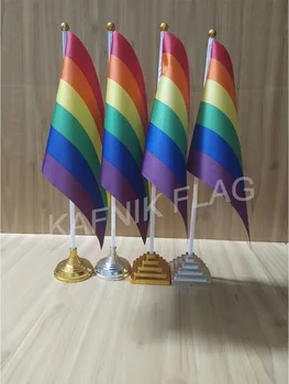 КАФНИК, 5/10шт много Rainbow/гей / ЛГБТ таблицата флаг банер 14 * 21см флаг / пластмасови знамена или издънка за вашия избор