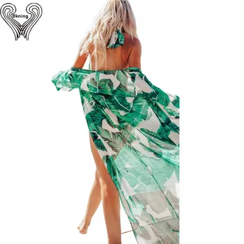 Кафтан дълги плажни рокли бикини Cover Up жените лятото на 2019 тропически бански Cover-up плажни дрехи размер плюс дами плажен жилетка