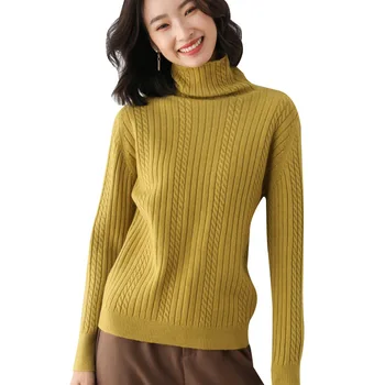 Кашмир нов есен и зима женската половина на яката тънък за отслабване дебел пуловер Пуловер жена пуловери