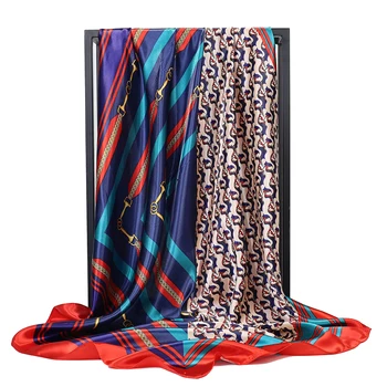 Квадратен копринен шал дамски контур грах Шалове и тайна мода чанта шалове на главата кърпи. → 90*90 см носна кърпичка