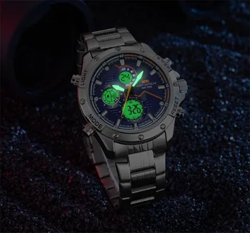 Кварцов часовник мъжки водоустойчив до 50 метра аналогов часовник мода от неръждаема стомана светлинна електронни часовници мъжки Спорт Relogio Masculino