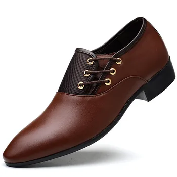 Класически Мъжки Модел Обувки С Кръгло Бомбе От Телешка Кожа, Бизнес Ежедневни Обувки Мъжки Черни Сватбени Обувки Оксфорд Официални Обувки Голям Размер 38-48