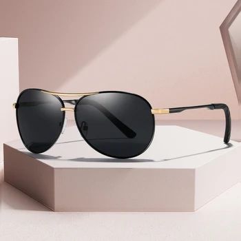 Класически мъжки поляризирани слънчеви очила марка дизайнер мъжете шофиране очила мъжки UV400 нюанси на метал очила gafas de sol hombre