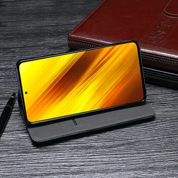 Кожен калъф за Poco X3 NFC Case Cover луксозен флип калъф за Xiaomi Poco X3 NFC защитен калъф за вашия телефон ретро делото
