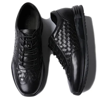 кожена плетени Мъжки обувки на супер високо качество на мъжки кожени обувки за торта резбовани спортни обувки
