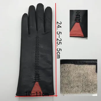 Кожени ръкавици 2020 нов стил черна овча кожа дамски кожени мода зимни ръкавици топли безплатна доставка шофирането удобно high-e