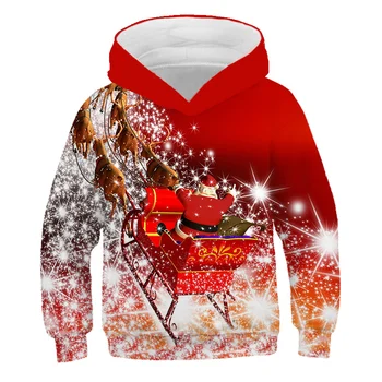 Коледа Дядо коледа нов есента и зимата децата, момчета и момичета дрехи с качулка карикатура 3D печат hoody hoody върховете облекло