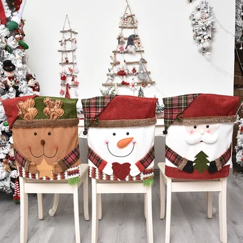 Коледен калъф за стола на Дядо Коледа, Снежен човек стол ръкав са подвижни, седалките анти-прах мебели за нова година Коледна украса