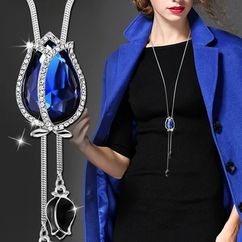 Колиета и висулки за жени Collier Femme синьо Лале изявление Епоксиден Макси мода Silver Crystal бижута Bijoux 2020