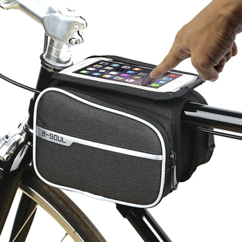 Колоездене чанти предния сензорен екран мобилен телефон чанта МТБ Road Mountain Bike Top Tube Bag Колоездене Pannier pack велосипедни аксесоари