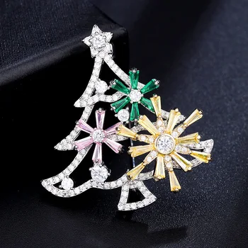 Колоритен планински кристал, брошки за жени Коледно дърво брошка игла блясък Циркон Кристал палто, шал, брошка на бижута, сватбени подаръци