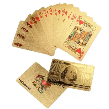 Комплект от златно фолио долар стил покер игра на карти Партия играта забавно за доставка