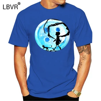 Коралайн Blue Full Moon Nightmare Cat Halloween Horror Button Tshirt TEE Shirt Custom Printed
