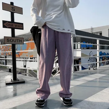 Корейски широки дънки мъжка мода ретро ежедневните дънки мъжки градинска облекло свободни хип-хоп директни дънкови панталони Мъжки S-2XL