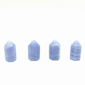 Красив 1бр натурален мини синята Дантела Ахат Crystal точка минерален украшение лековита пръчка начало декор подарък естествени кристали кварц