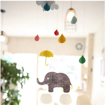 Красива 3D облак капки дъжд слон и чадър малко украса Декорация на детска стая деко САМ рожден ден украса