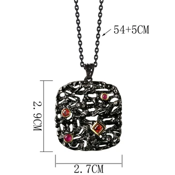 Красиви модерни обеци и медальон черна плоча женски голяма квадратна висулка, 2 бр. комплекти за бижута