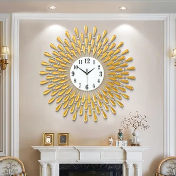 Кристалното Слънцето модерен стил тихи стенни часовници 38X38cm, 2020 нов продукт всекидневна офис декорация на стените у дома