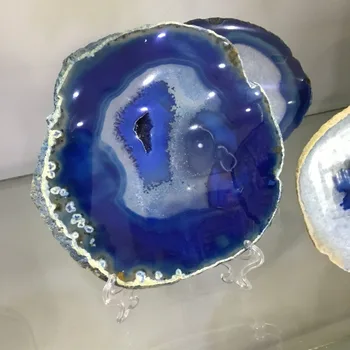 Крупноразмерный естествен парче Ахат боядисани сини парчета камък Ахат