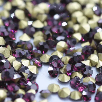 Кръгла яка най-ниската точка на кристал deep purple рокля високо качество на декоративни САМ маникюр планински кристал наклеивание на дрехи, чанта