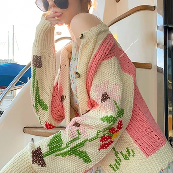 Кухи вязаный жилетка финото палто, яке женски пуловер на горно облекло 2020 есен нов корейски тънък вязаный на една кука пуловер, палто върховете