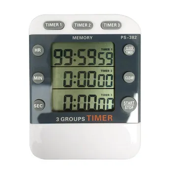 Кухненски таймер спортен таймер 99 часовник цифров калкулатор напомняне за памет 12/24 часа по канал 3 таймер за обратно отброяване 3 група таймер