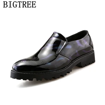 Лакирани Кожени Обувки За Мъже Coiffeur Brogue Men Shoes Formal-Елегантни Обувки Men Dress Luxury Italian Brand Chaussure Homme Бона