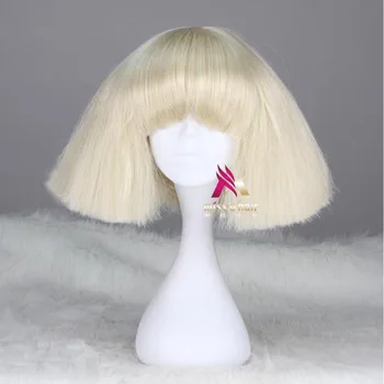 Лейди Гага перука черна руса Бял синтетични косми е cosplay перука Хелоуин костюми перуки +перука cap