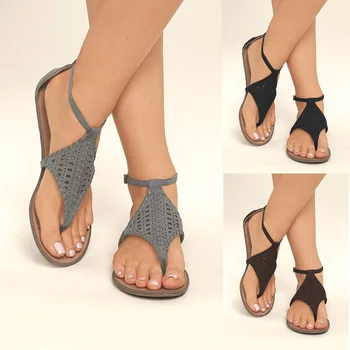 Летни дамски обувки плосък комфорт выдалбливают сандали прашки размер 35-43