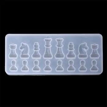 Леярни форми от смола, определени Garloy,2 елемента 3D шах прозрачни силиконови форми за вземане на