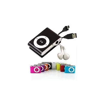Лот 10 MP3-плейър с клипс + слушалки + USB кабел в кутия за подарък-детайли и подаръци за сватби, крестильных костюми, техен