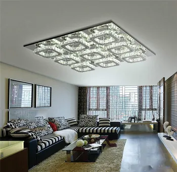 Луксозен голям модерен led тавана лампа K9 Crystal square leds полилеи Art Luminaire блясъкът варира осветление за всекидневна