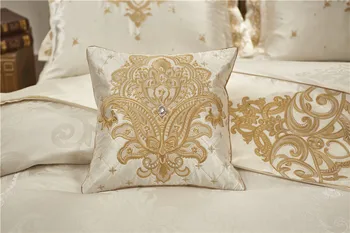 Луксозен сватбен комплект постелки 10шт Queen King size чаршаф спално бельо атласное памучни одеяло покривки калъфка juego de cama