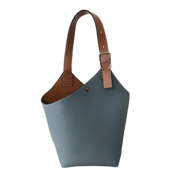 Луксозна естествена кожа кофа Чанта Дамски чанти за рамо чанта стил воловья чанта за жени Fmaous марки, високо качество женски