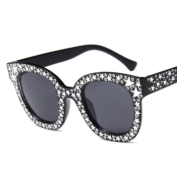 Луксозна Марка Cat Eye Слънчеви Очила За Жени На Дизайнер 2021 Тенденция Класически Ретро Звездата Слънчеви Очила Дама Пластмасови Открит Пътуване Очила Нюанси