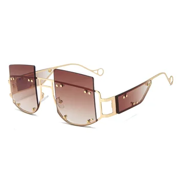 Луксозна марка извънгабаритни квадратни слънчеви очила Жени пънк звезда знаменитост слънчеви очила мъжете стари алуминиеви нитове мъжки нюанси UV400