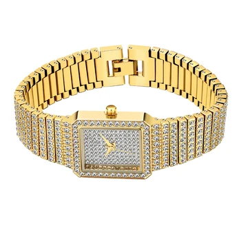 Луксозни Bling Диамант часовници за жени хип-хоп дамски часовници дамски часовници злато размер на лед от Дамски ръчни часовници reloj mujer нова