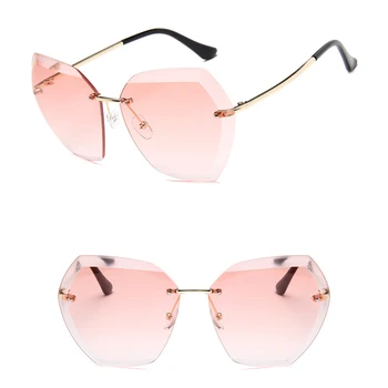 Луксозни винтидж слънчеви очила без рамки жените марка дизайнер големи слънчеви очила 2019 дамски слънчеви очила за Дами огледално нюанси UV400